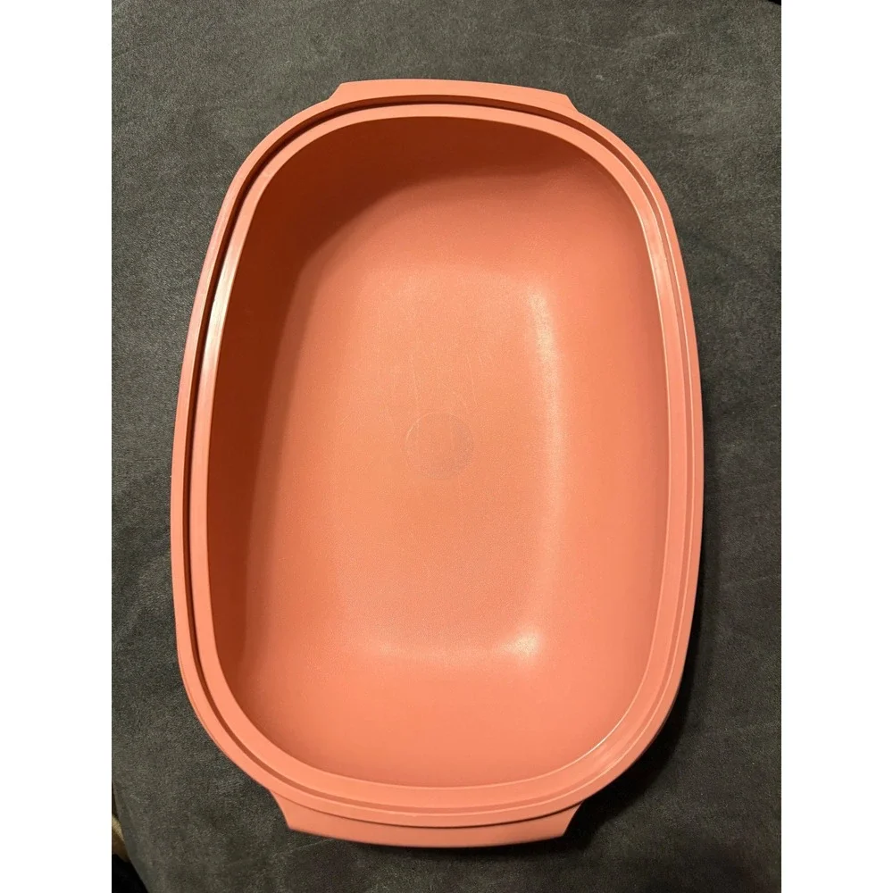 Tupperware Microwave Steamer Reheating Dish 6 Cup 1.4 Coral Pink 1273-4 Colander